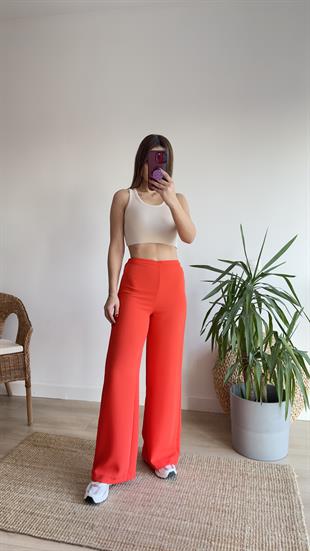 Zra Kırmızı Crep Bol Pantolon