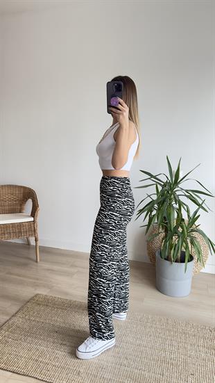 Zebra Desen  Beli Lastikli Pantolon