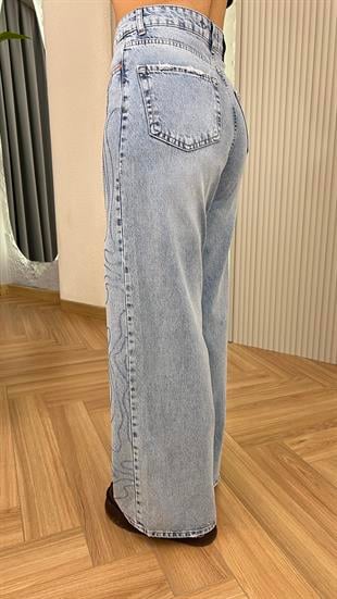 Saggy Önü Taşlı Yüksek Bel Jean