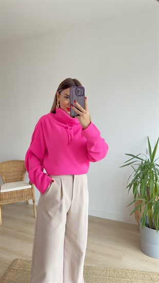 Boğazlı Basic Pembe Triko