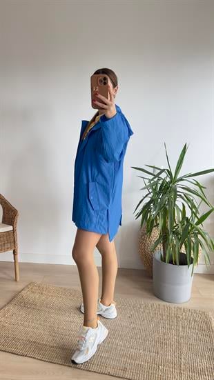 Madis Oversize Mavi Yağmurluk 