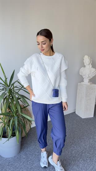 Rano Orj Model Sırt Poplin Ekru Tasarım Sweat