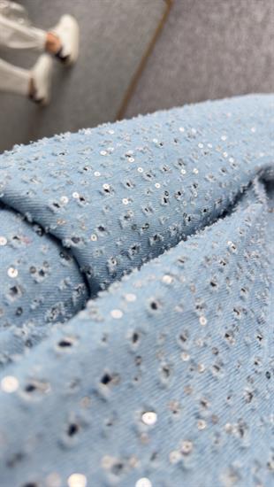 Pul Detaylı Astarlı Mevsimlik Denim Mont