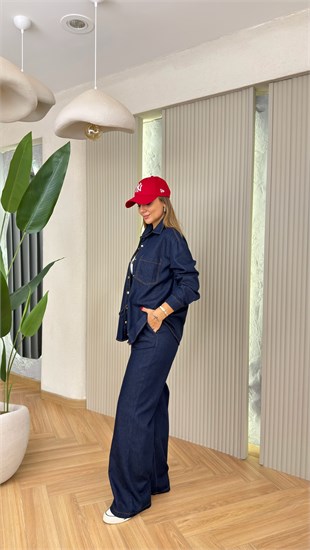 Lacivert Lesola Gold Detaylı Kot Takım