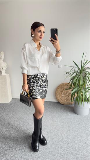Saten Zra Model Çizgili Gömlek