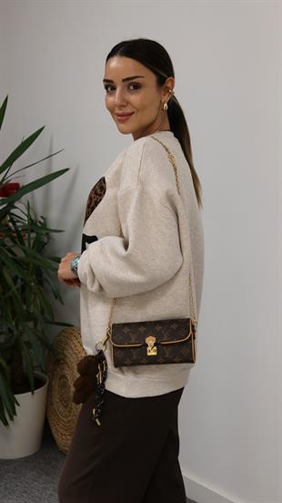 Love Yazılı Bej Sweatshirt