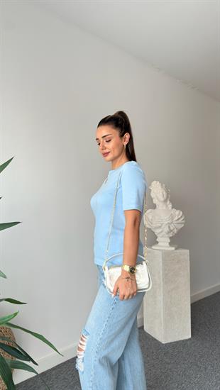 Mavi Falmo Bisiklet Yaka Massi Tshirt