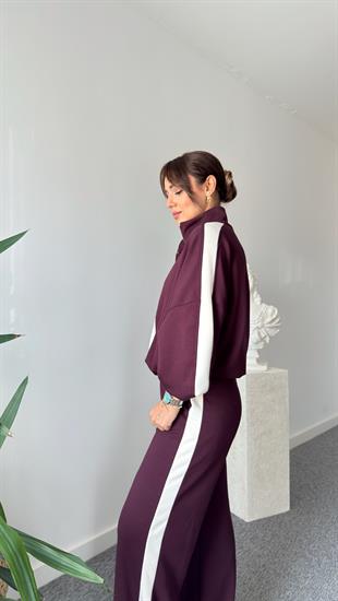 Bordo Maiga Yarım Fermuarlı Modal Takım