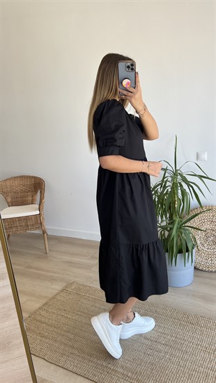 Bebe Siyah Poplin Elbise 
