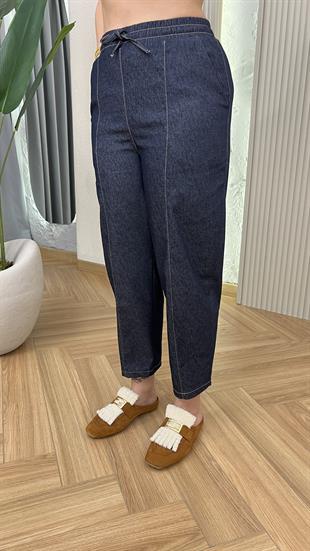 Mirnas Bel Lastikli Lacivert Kot Pantolon 