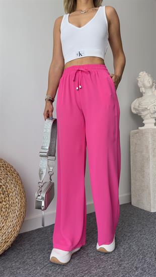 Carla Bel Lastikli Pembe Palazzo Pantolon