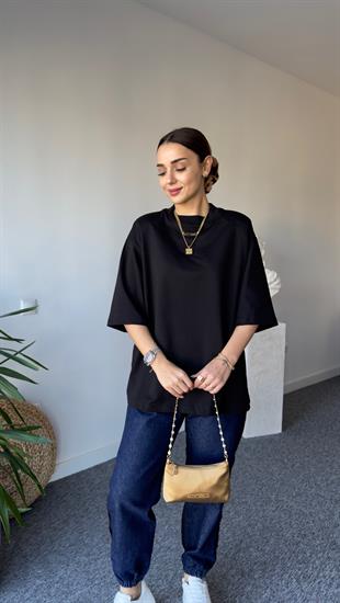 Vatkalı Premıum Siyah Basic Tshirt