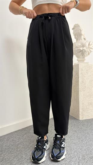 Siyah Lucka Pileli Şalvar Model Pantolon