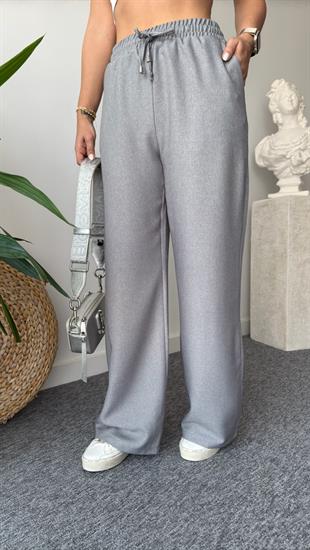 Jacey Bel Lastikli Gri Pantolon