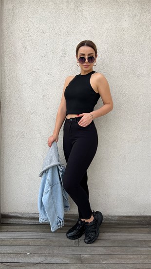 Likralı Toparlayan Siyah Skinny Jean