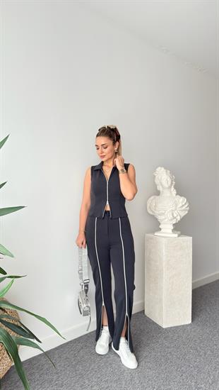 Antrasit Nikos Fermuar Detaylı Modal Takım