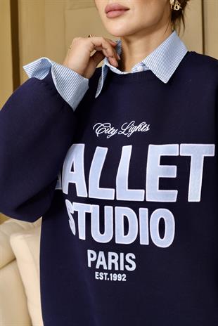 Ballet Yazılı Gömlek Detaylı Laci Sweatshirt