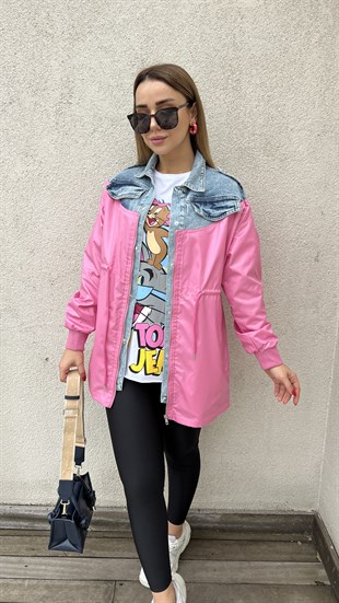 Kot Garnili Pembe Tasarım Trençkot