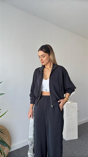 Çıtçıtlı Antrasit Oys Modal Takım