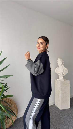 Rica C Nakışlı Lacivert Sweatshirt
