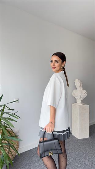 Sırt Fermuarlı Zra Model Vatkalı Beyaz Bluz