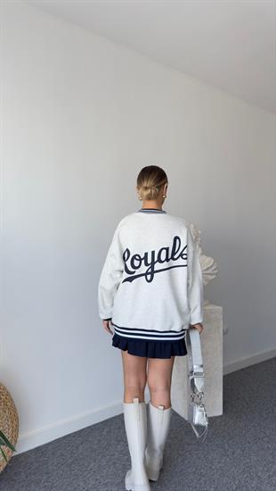 La Nakışlı Gri Sweatshirt