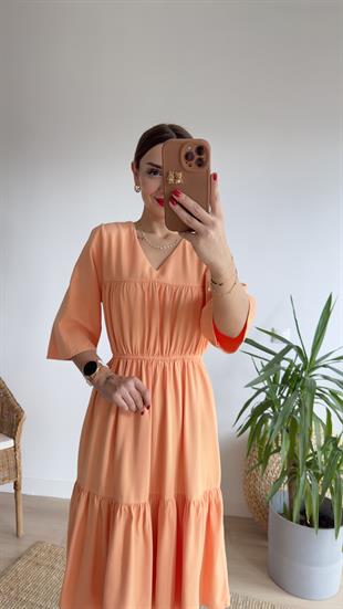 Rove Beli Lastikli Somon Elbise