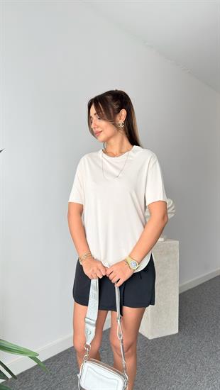 Bej Oys Lazer Kesim Tshirt