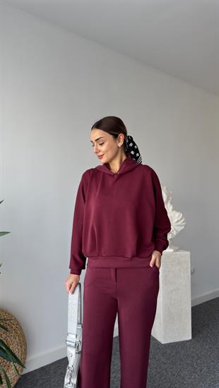 Datu Çıtçıtlı Bordo Modal Takım