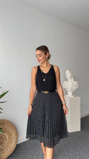 Çıkarılabilir Kolyeli Siyah Bluz