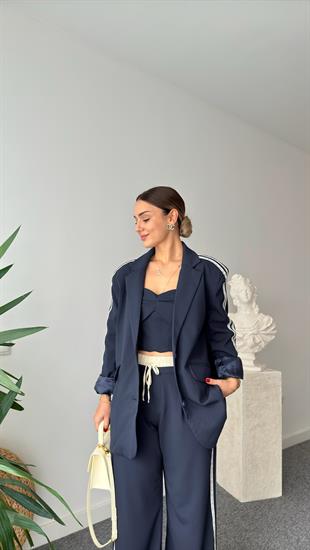 Oppa Kollar Şerit Detaylı Blazer Ceket