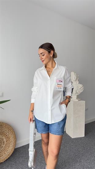 Randy Etiket Ve Sırt Detaylı Beyaz Gömlek