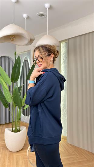 Lacivert Stars Taş Detaylı Üçlü Takım