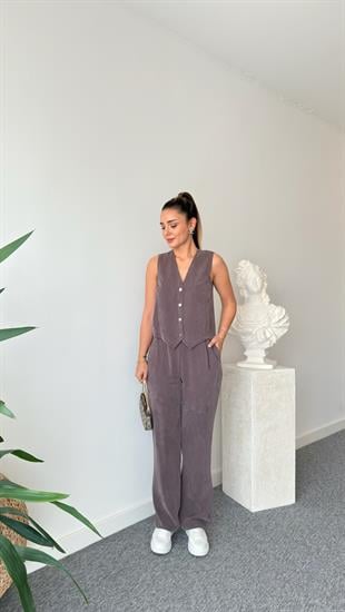 Kahve  Clare Yelekli Tensel Takım