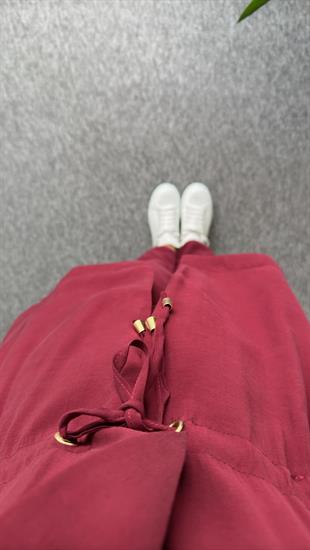 Bordo Şal Yaka Büzgülü Tensel Takım
