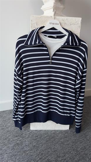 Çizgili Fermuar Detay Laci Sweatshirt