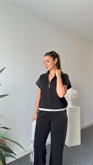 Siyah Tony Premium Taş Detaylı Modal Takım