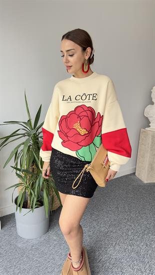 Cote Zincirli Ve Gül Baskı Sweatshirt