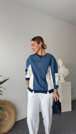Aliya Paraşüt Garnili Kot Sweat