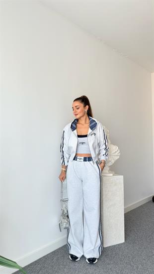 Bena Nakış Yazılı Gri Sweatshirt