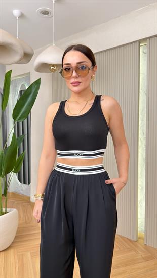 Siyah Fitilli Lucky Yazılı Atlet