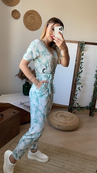 Kemerli Mint Yeşili Tulum
