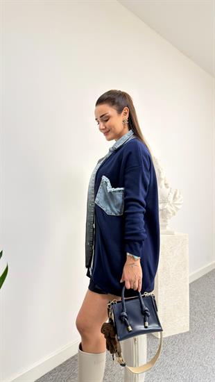 Laby Kot Garnili Lacivert Triko Hırka