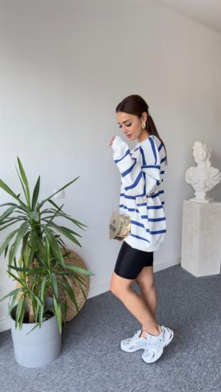 Raise Mavi Çizgili Şardonlu Sweat