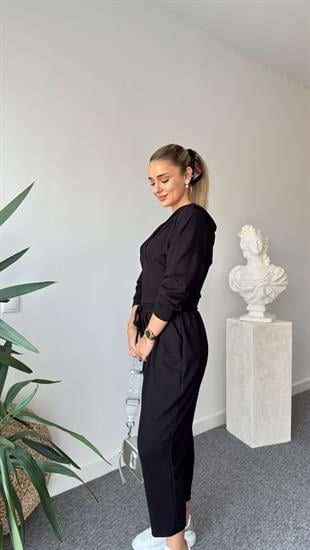 Siyah Nela Kapüşonlu Modal Takım