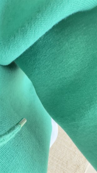 Gömlek Detaylı Yeşil Kapüşonlu Sweat