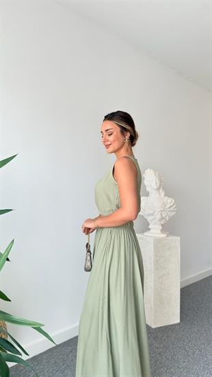 Mint Keten Etekli Crop Takım