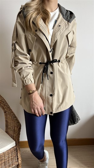 Yanları Düğme Detaylı Tasarım Trenchcoat