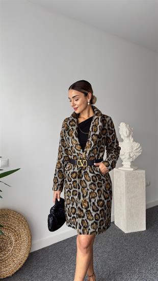 Entalo Astarlı Leopar Kaban