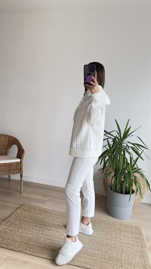 Marka Model Taşlı Scuba Sweat